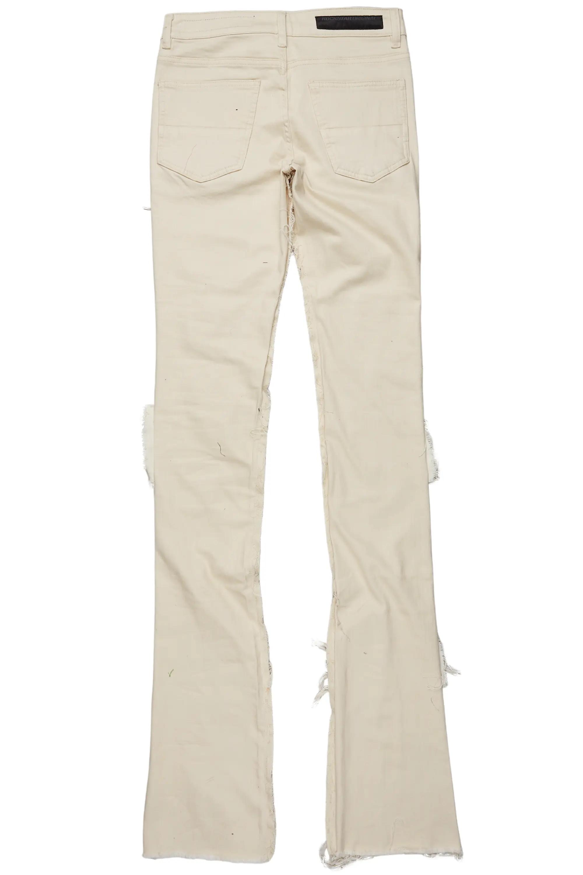 Dancho Beige Patchwork Super Stacked Flare Jean