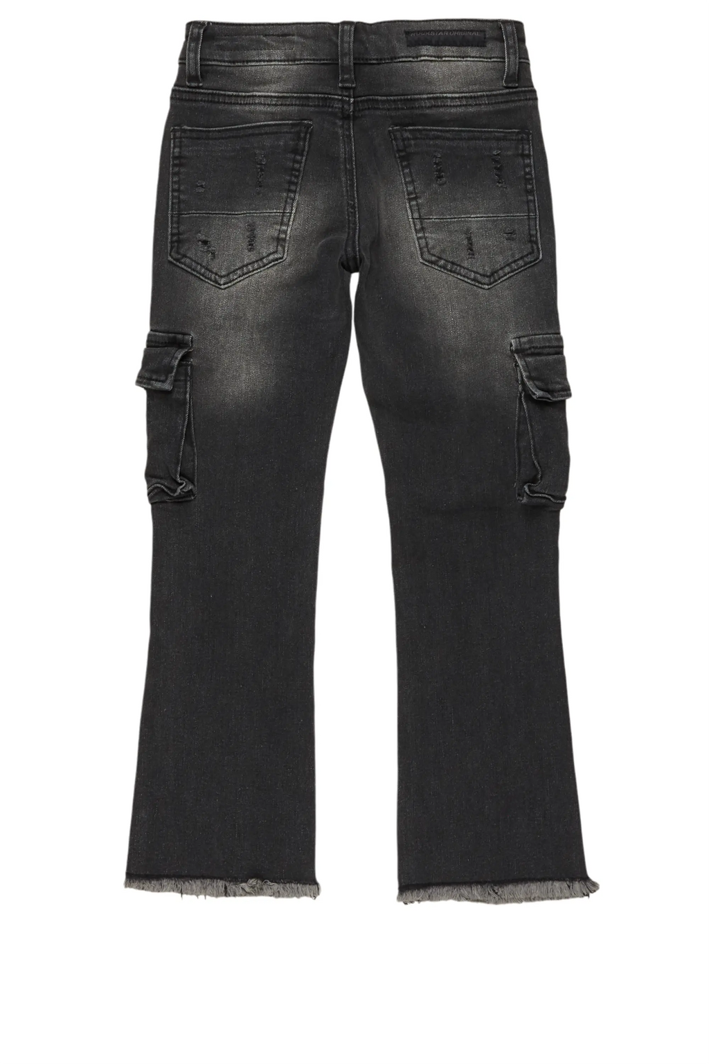 Boys Sterling Grey Fringe Stacked Flared Cargo Jean