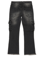 Boys Sterling Grey Fringe Stacked Flared Cargo Jean