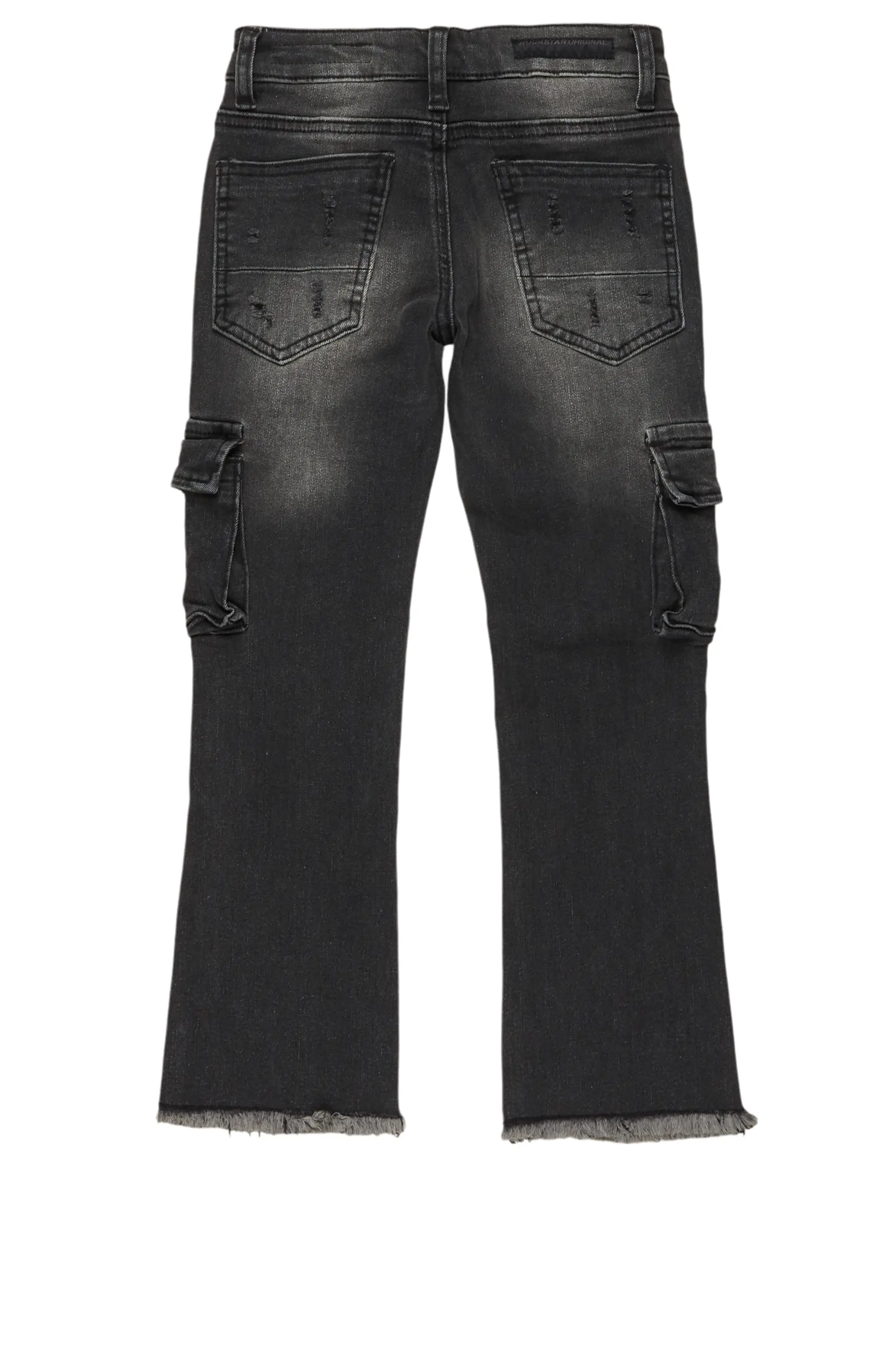 Boys Sterling Grey Fringe Stacked Flared Cargo Jean