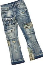 Boys Waller Black Hoodie & Zeta Blue Stacked Jean Set