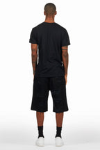 Kip Black T-Shirt/Denim Short Set