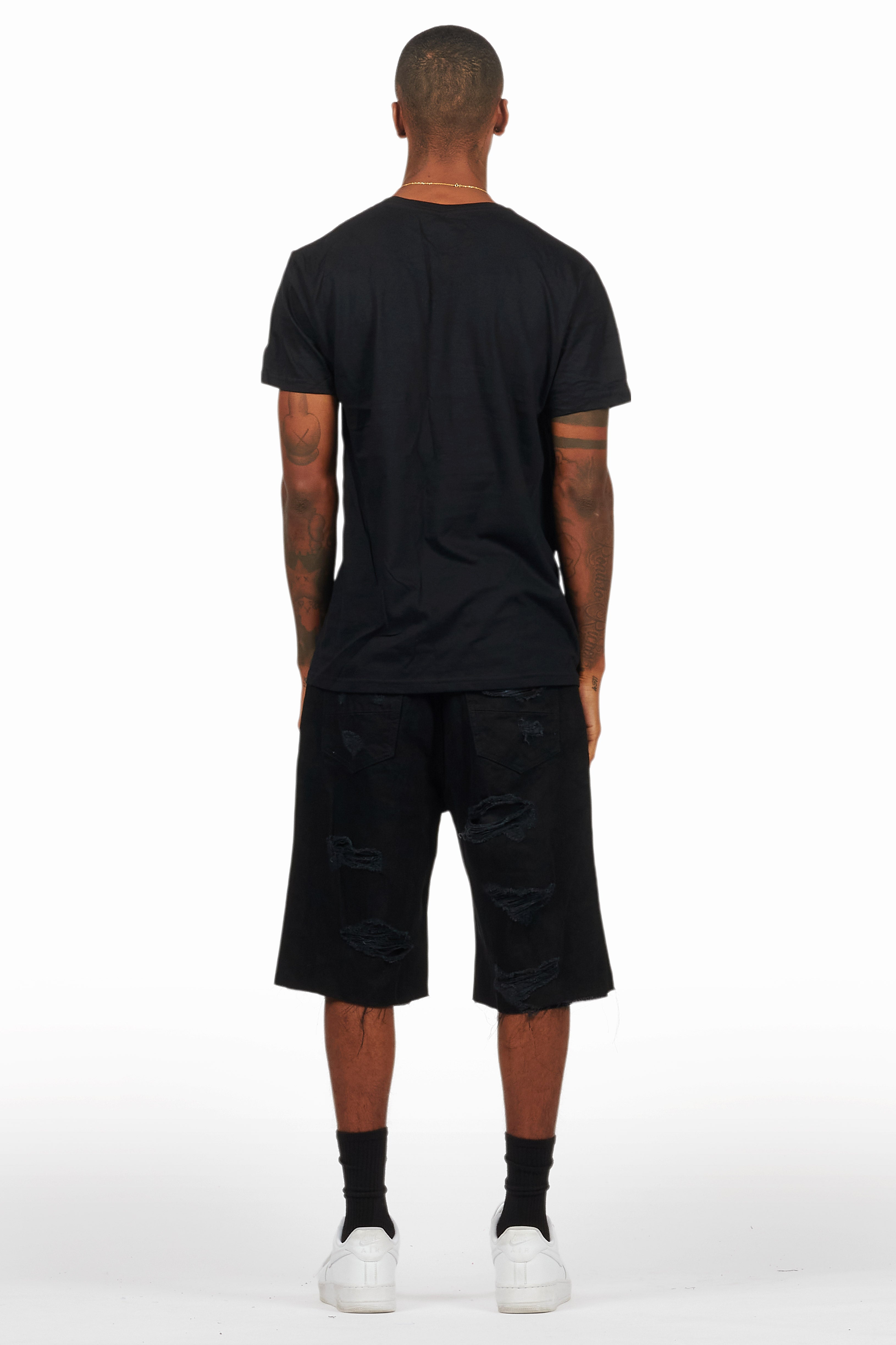 Kip Black T-Shirt/Denim Short Set
