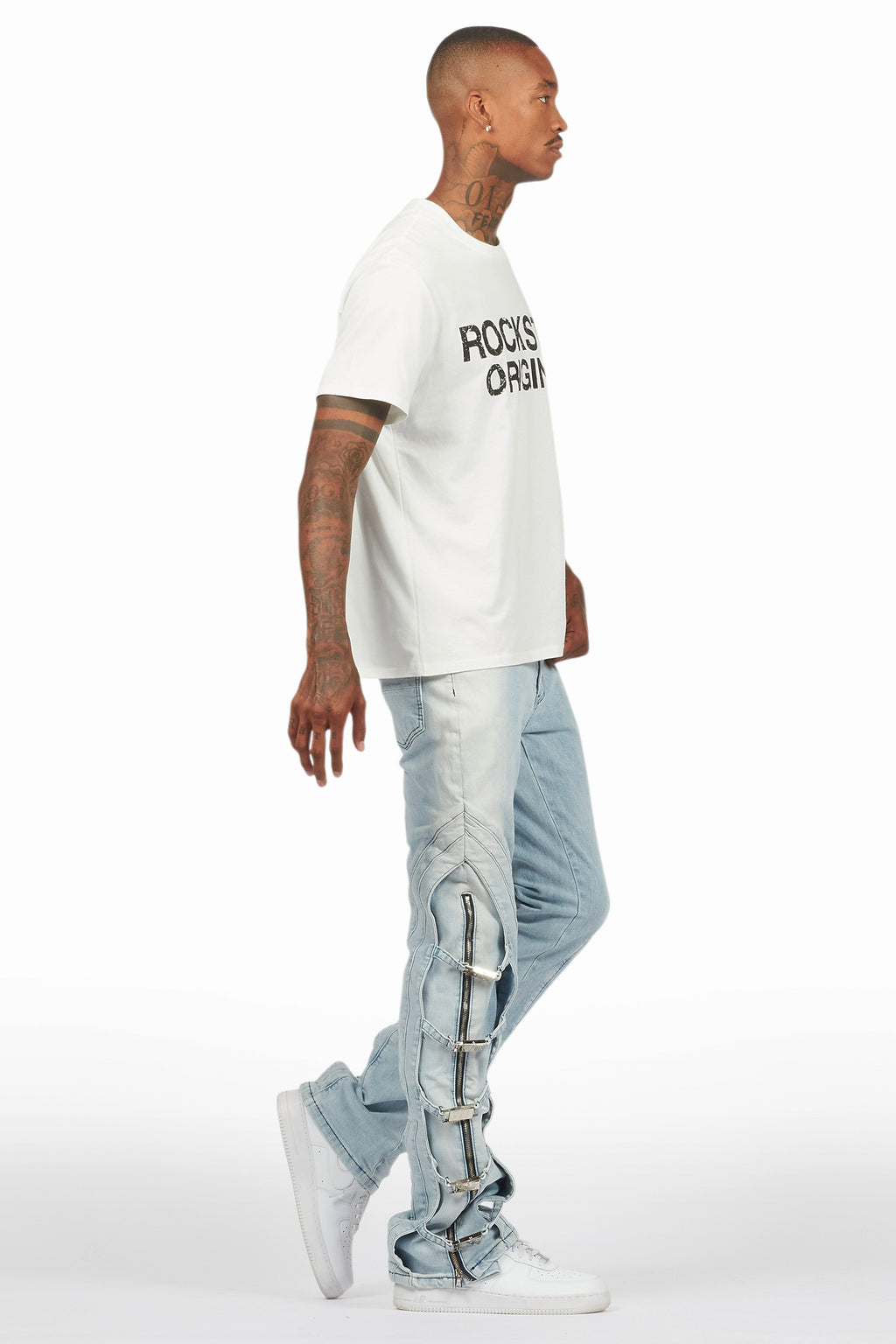 Attila Light Blue Stacked Flare Jean