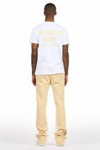 Lake White/Beige T-Shirt/Stacked Baggy Track Pant Set