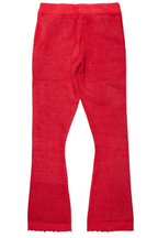 Keve Red Knitted Mohair Flare Sweat Pant