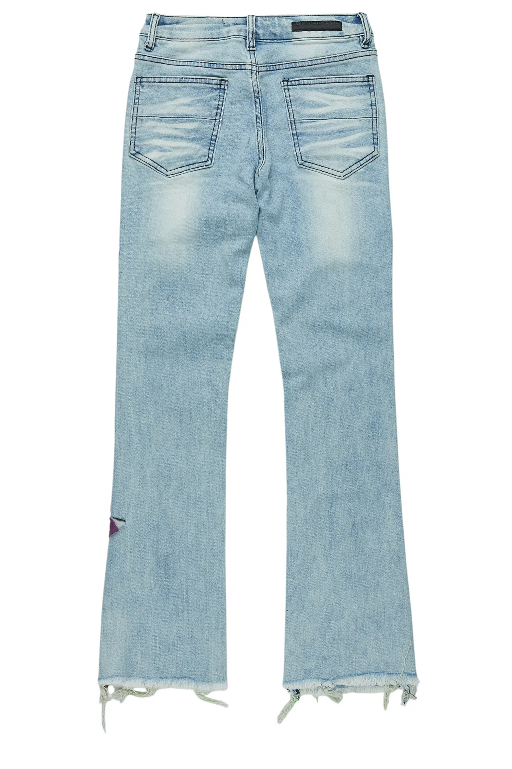 Boys Savier Blue/Green Roller Paint Stacked Flare Jean