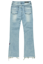 Boys Savier Blue/Green Roller Paint Stacked Flare Jean