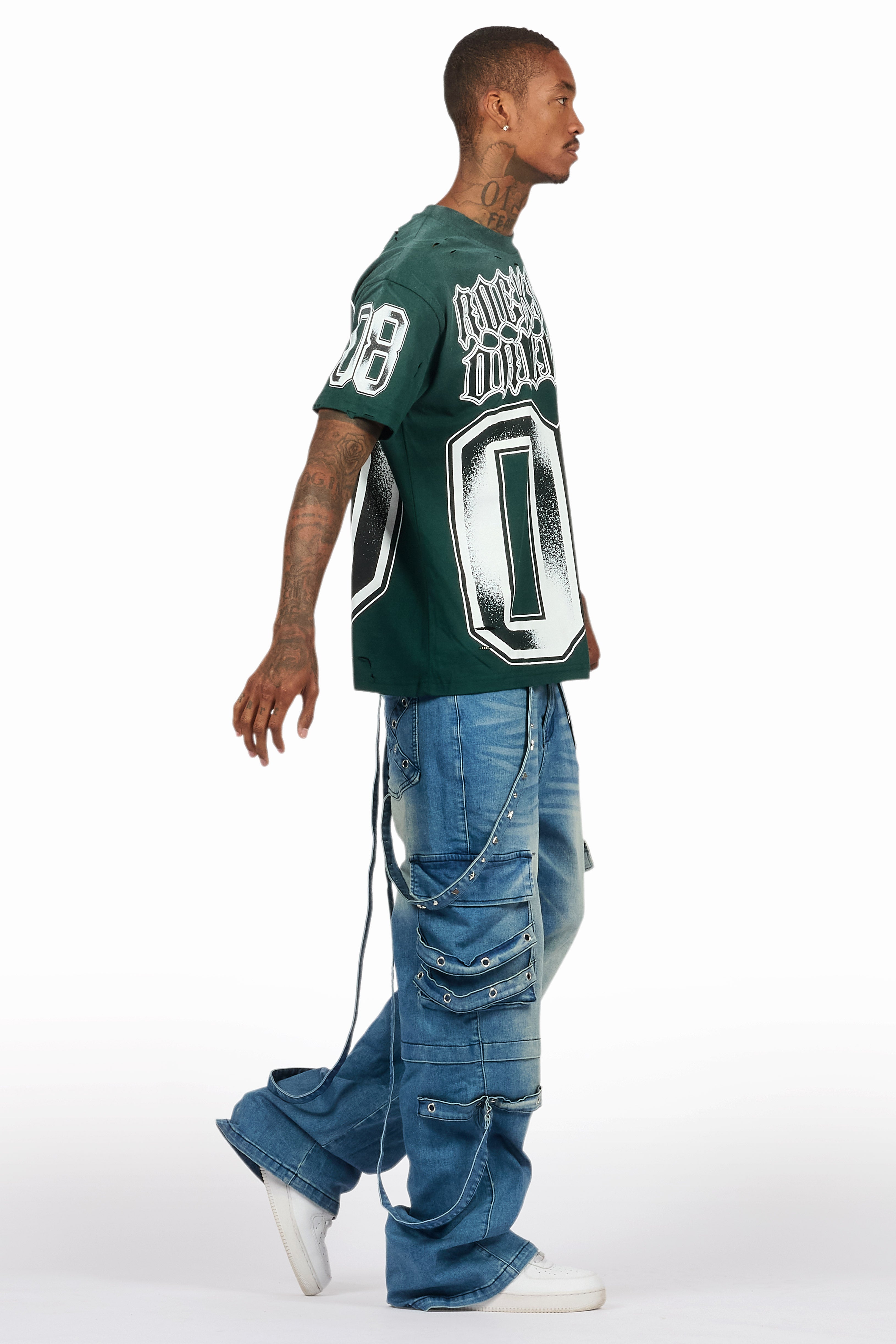 Nealon Blue Wash Baggy Cargo Fit Jean