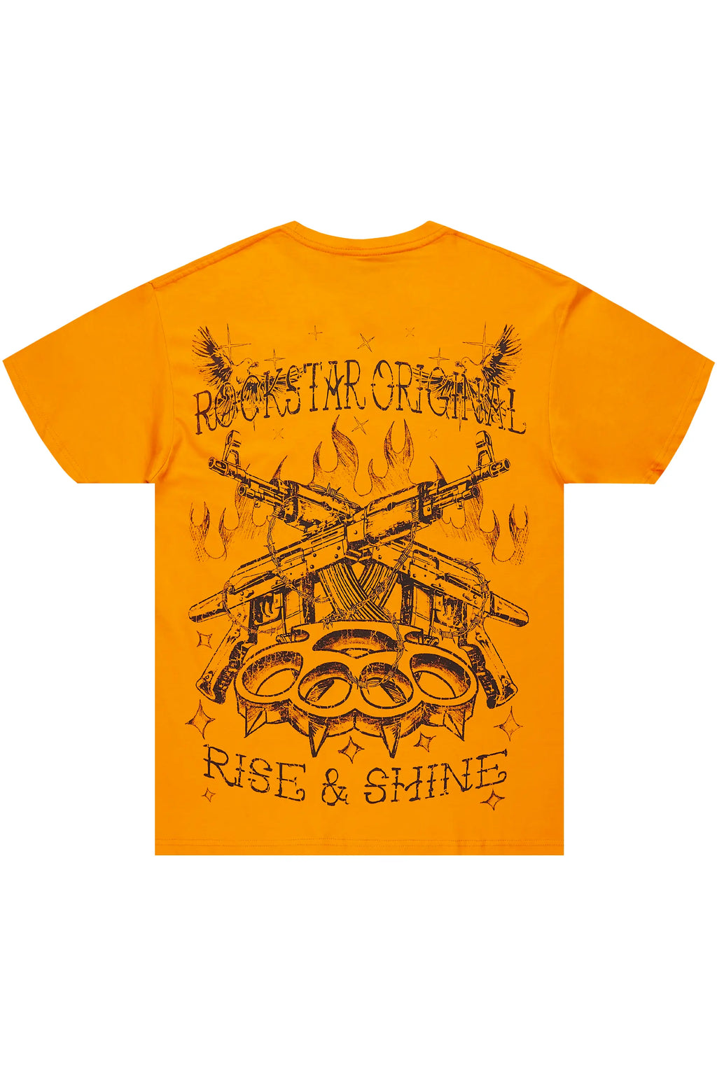 Pogboom Orange Graphic Oversized T-Shirt