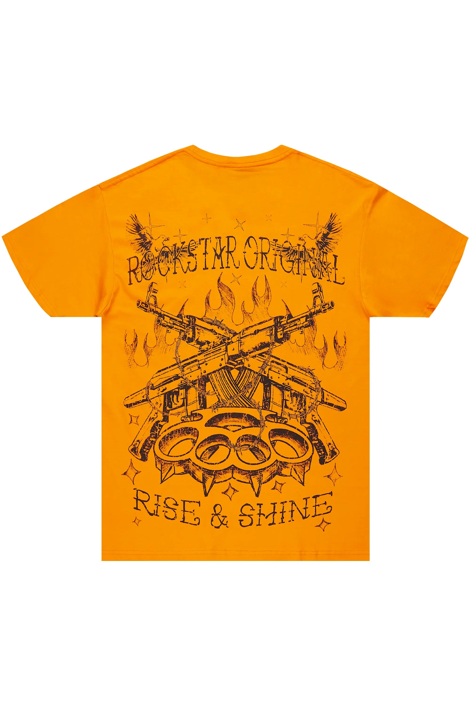 Pogboom Orange Graphic Oversized T-Shirt