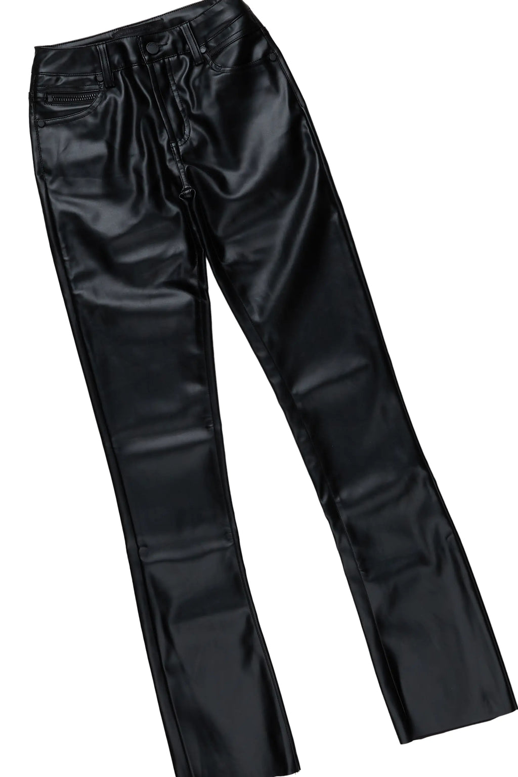 Boys Hades Black T-Shirt/Super Stacked Flare PU Jean Set