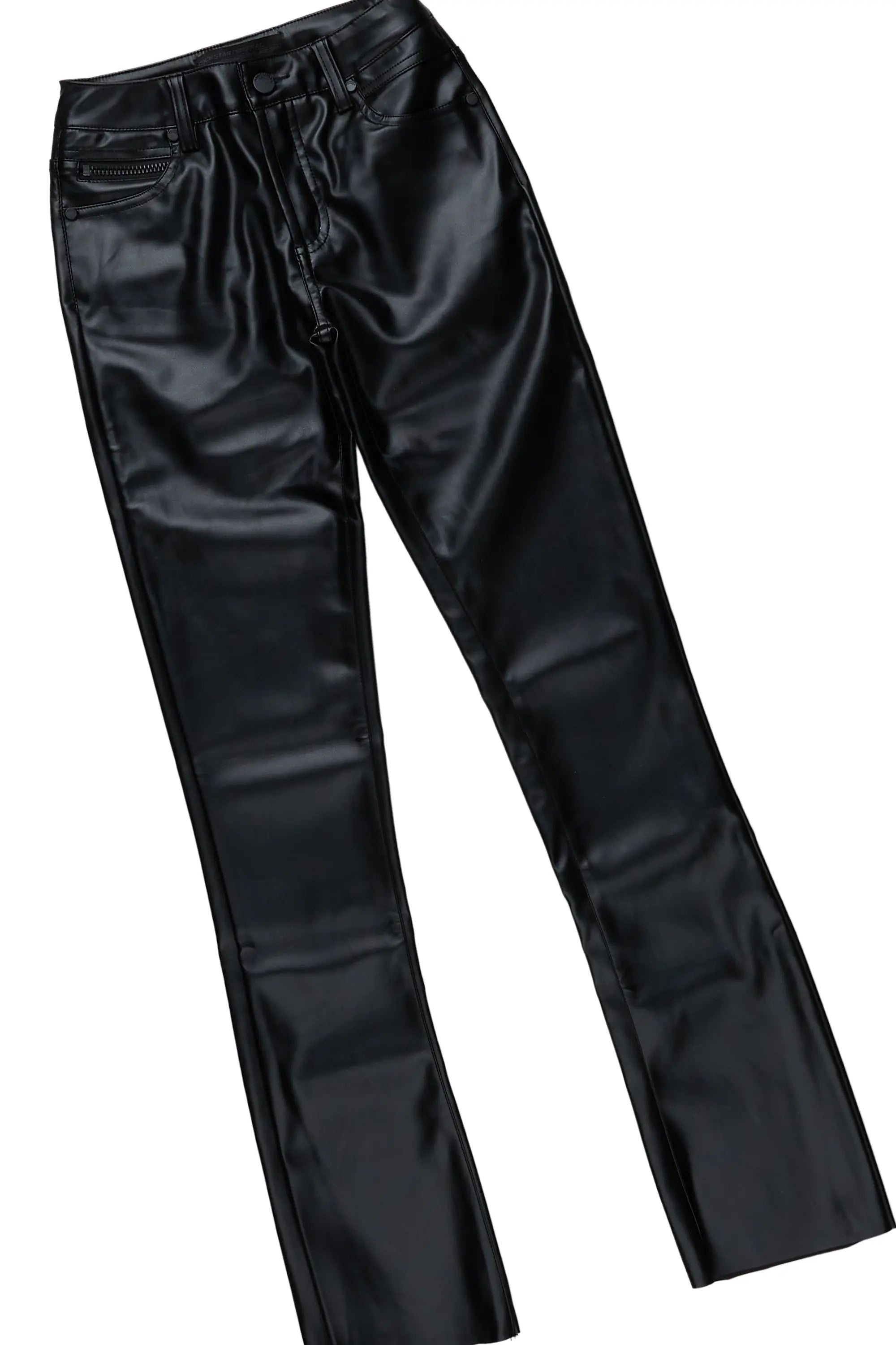 Boys Hades Black T-Shirt/Super Stacked Flare PU Jean Set