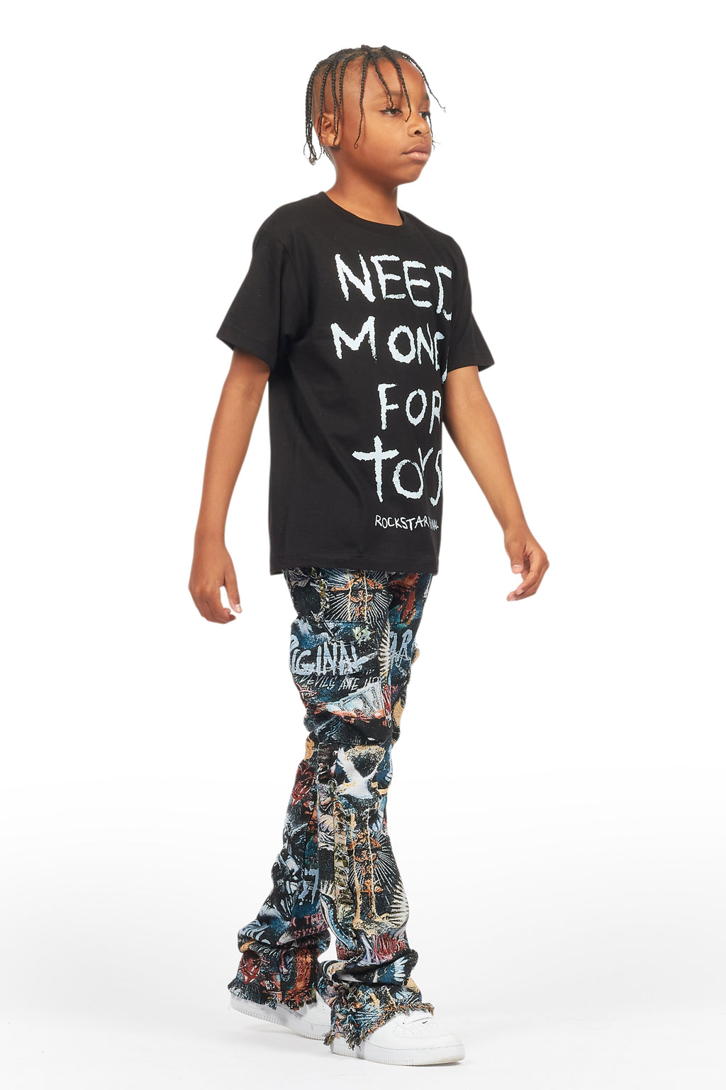 Boys Dalai Multi Stacked Tapestry Flare Jean