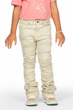 Girls Aynna Cream Stacked Flare Jean
