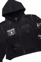 Gutta Black Rhinestone Hoodie Relaxed Track Set