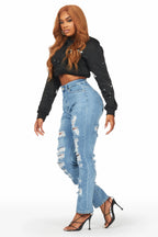 Kaydan Light Wash Distressed Skinny Jean