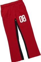 Boys Beau White/Burgundy T-Shirt/Stacked Baggy Flare Pant Set