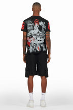 Grill Black/Red Cargo Short Set