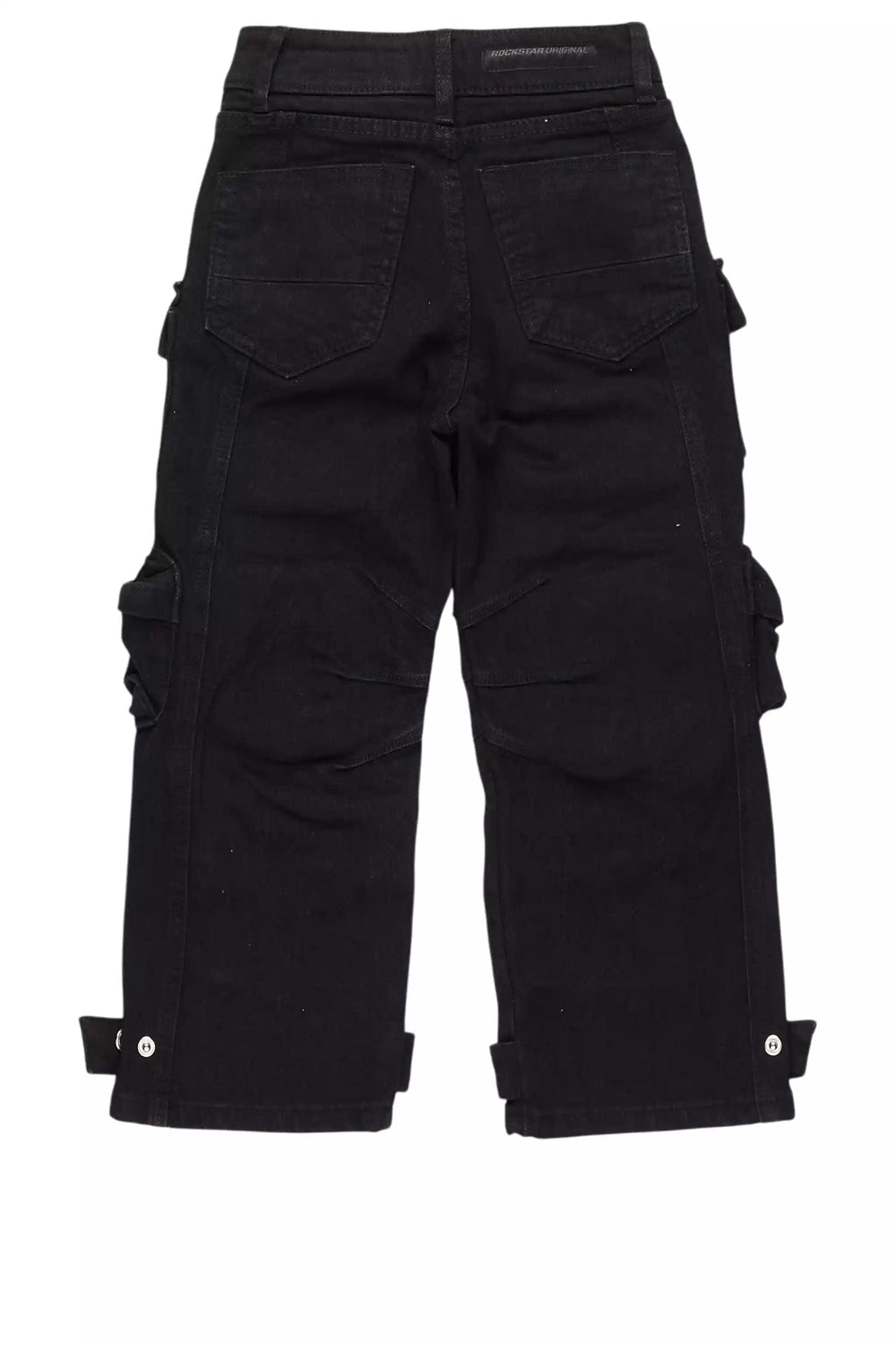 Boys Mahesh Black Baggy Cargo Jean
