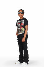 Boys Shake Jet Black Stacked Flare Jean