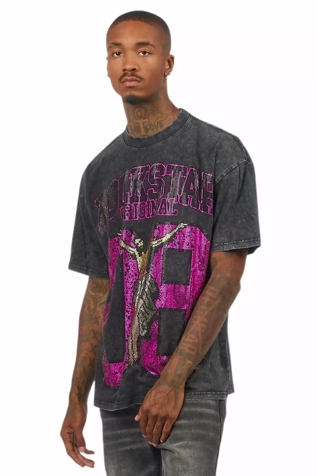 Field 2.0 Black/Pink Graphic Rhinestone T-Shirt