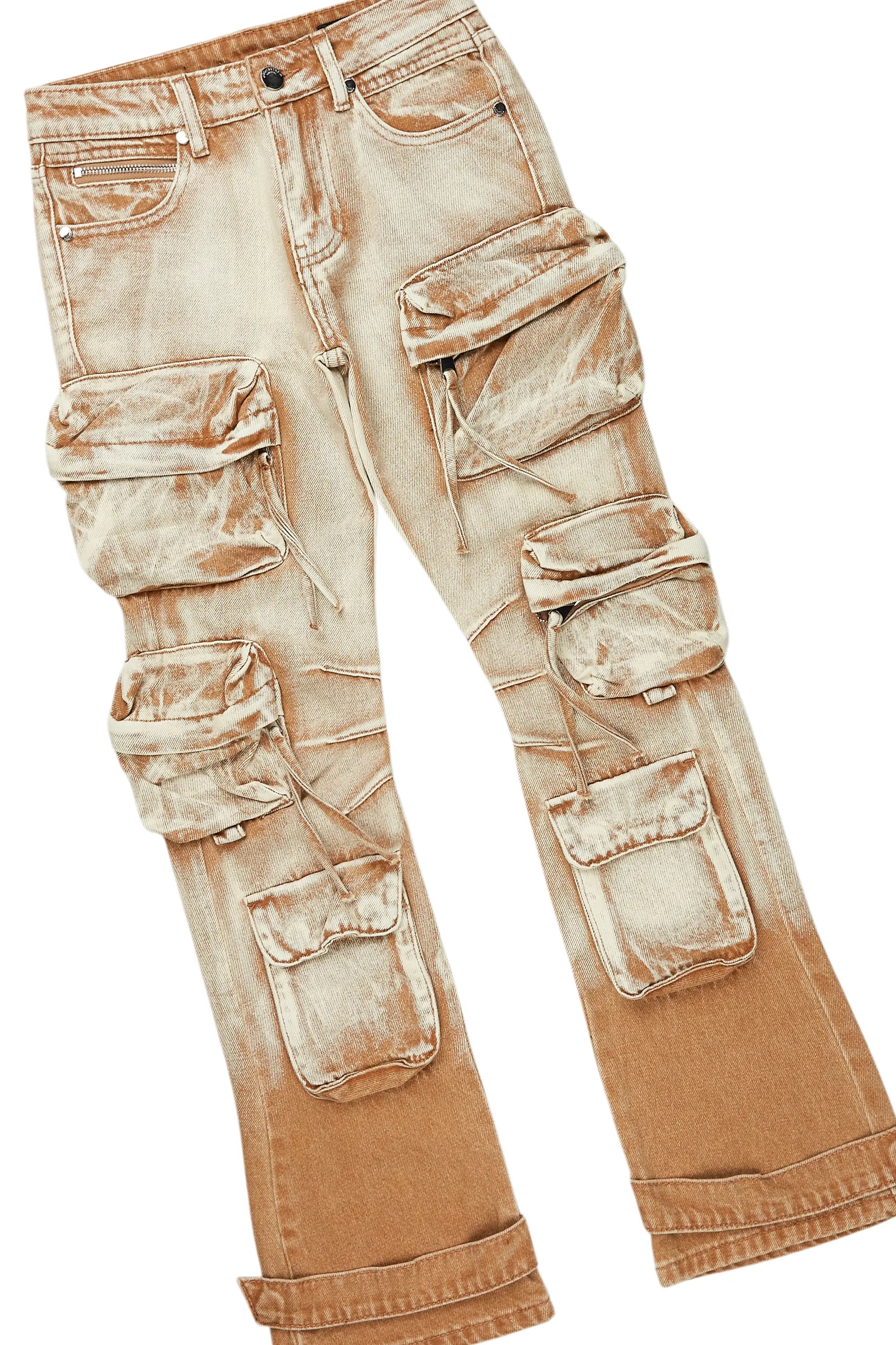 Boys Tadashi Beige Hoodie/Stacked Flare Jean Set