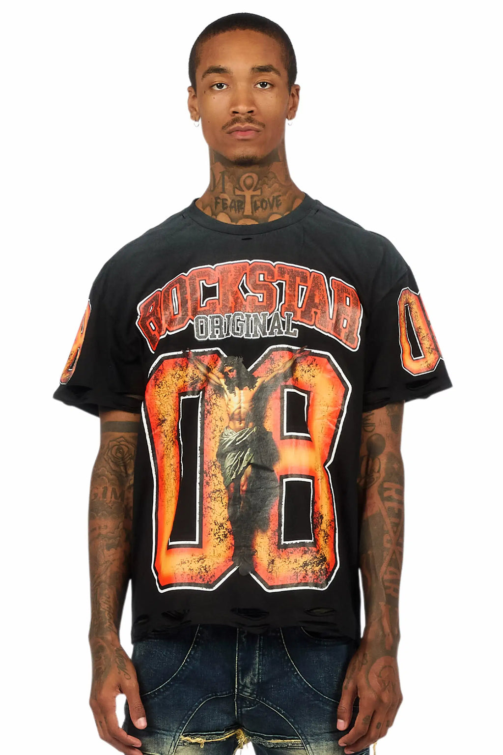 Fields Black/Orange Oversized Graphic T-Shirt