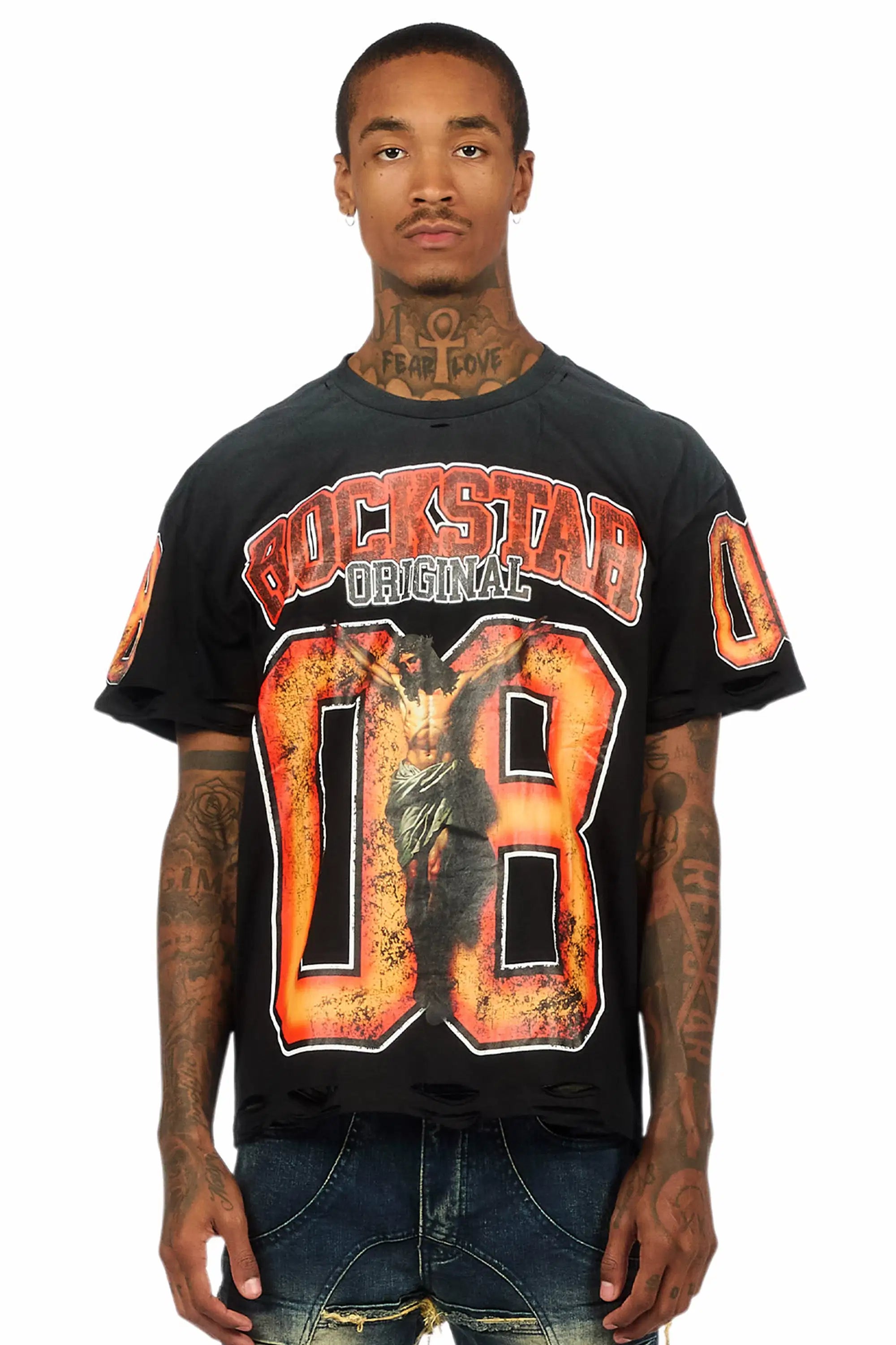 Fields Black/Orange Oversized Graphic T-Shirt