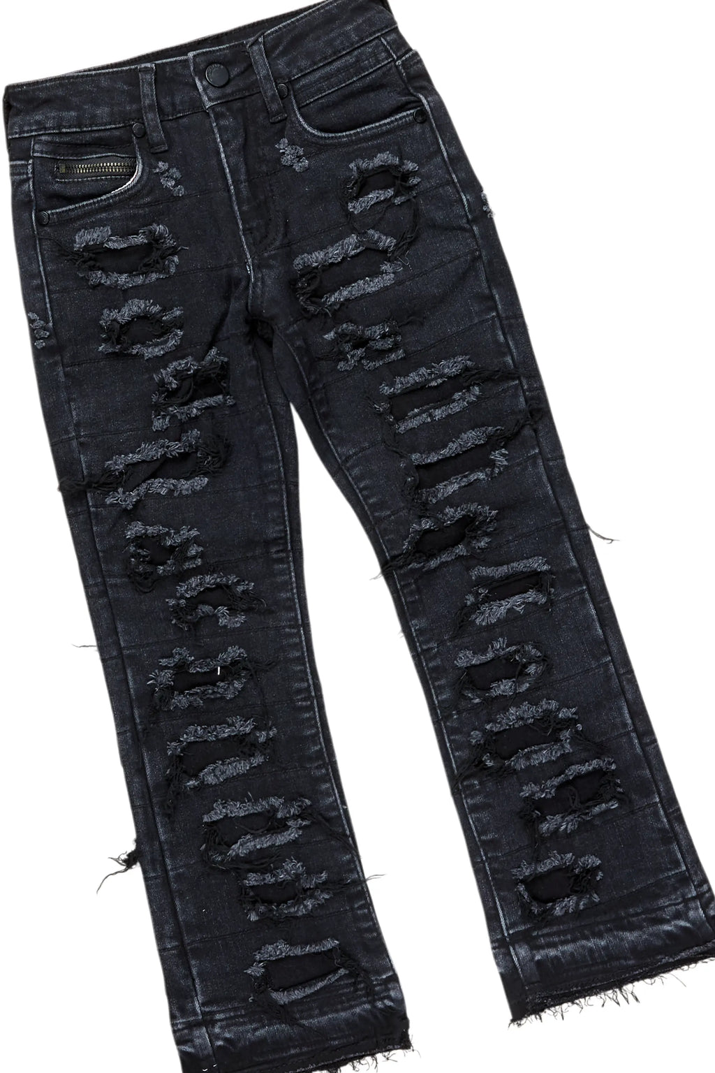 Girls Madesh Vintage Grey Hoodie/Stacked Flare Jean Set