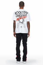 Yash White/Black T-Shirt Stacked Flare Track Set