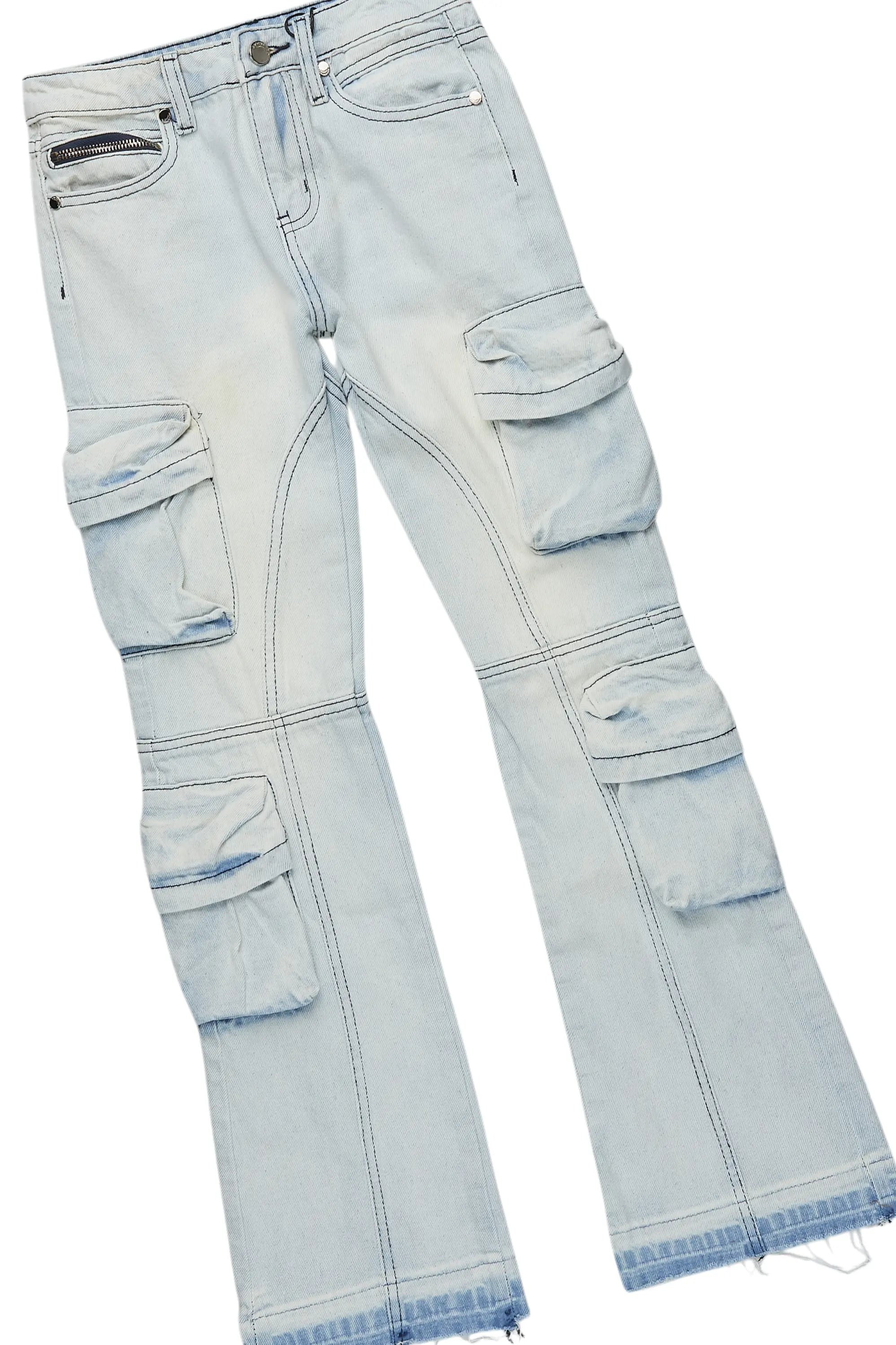 Boys Beau Royal Blue T-Shirt/Stacked Flare Jean Set