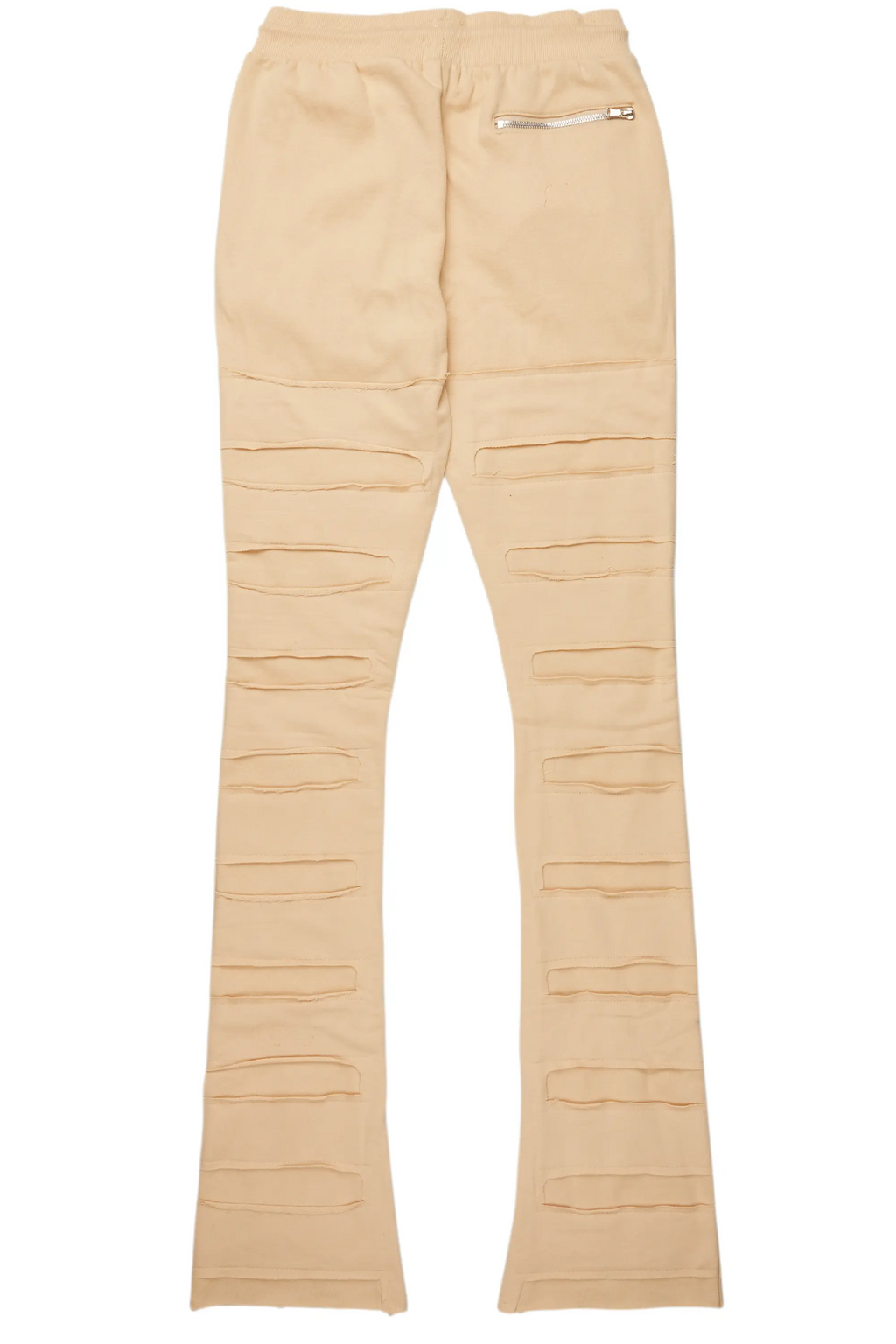 Emilio Beige Stacked Flare Track Pant