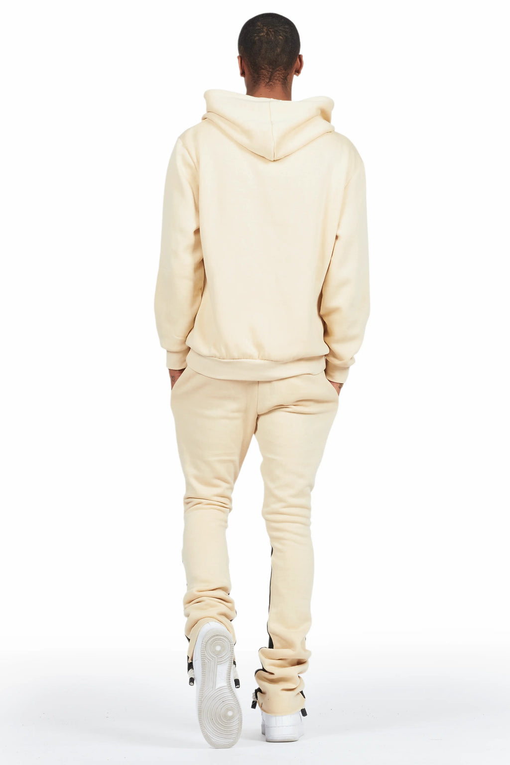 Basic Beige Hoodie/Stacked Flare Track Set