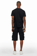 Bubble Black/White T-Shirt/Denim Short Set