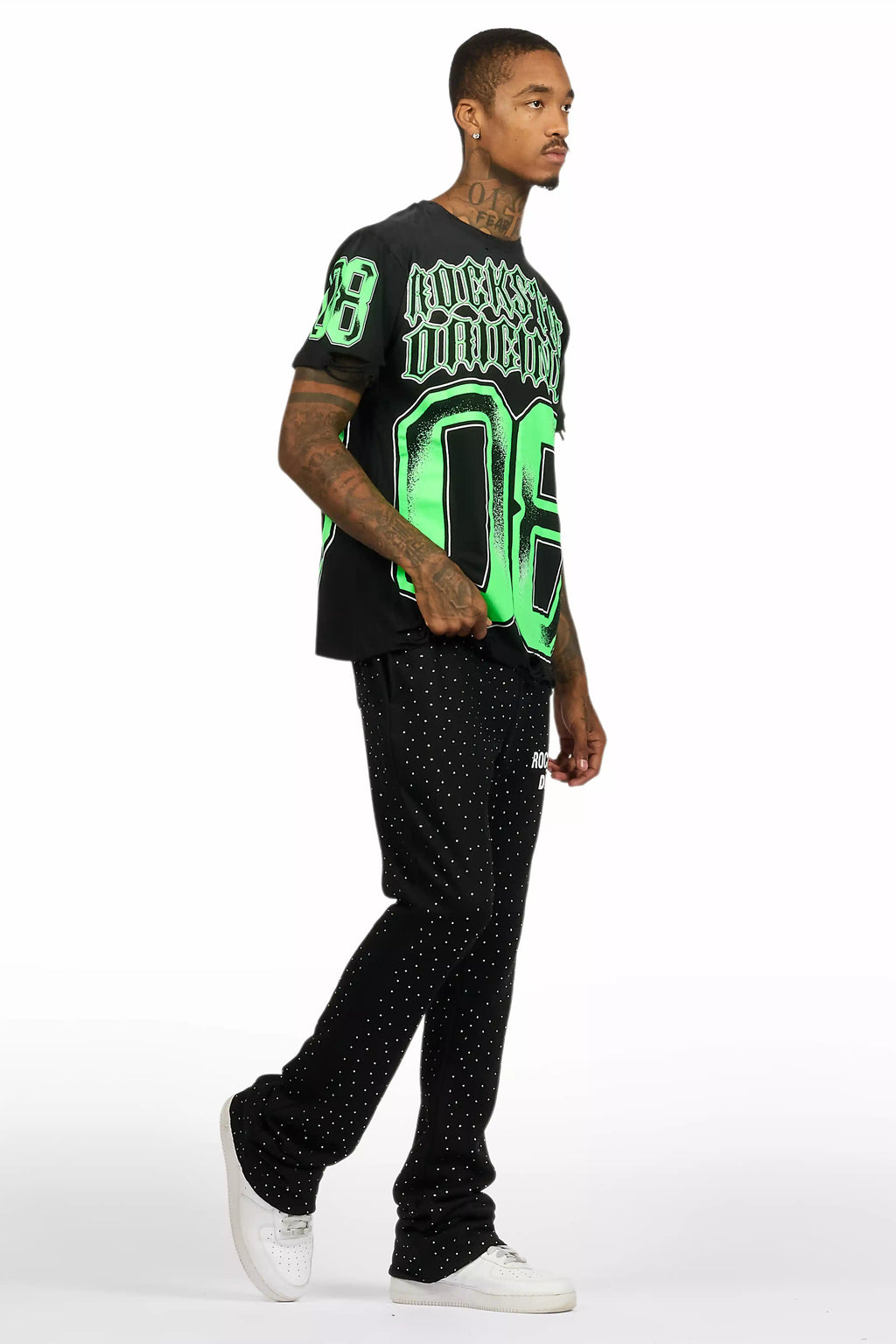 Alpine Rhinestone Black Stacked Flare Pant