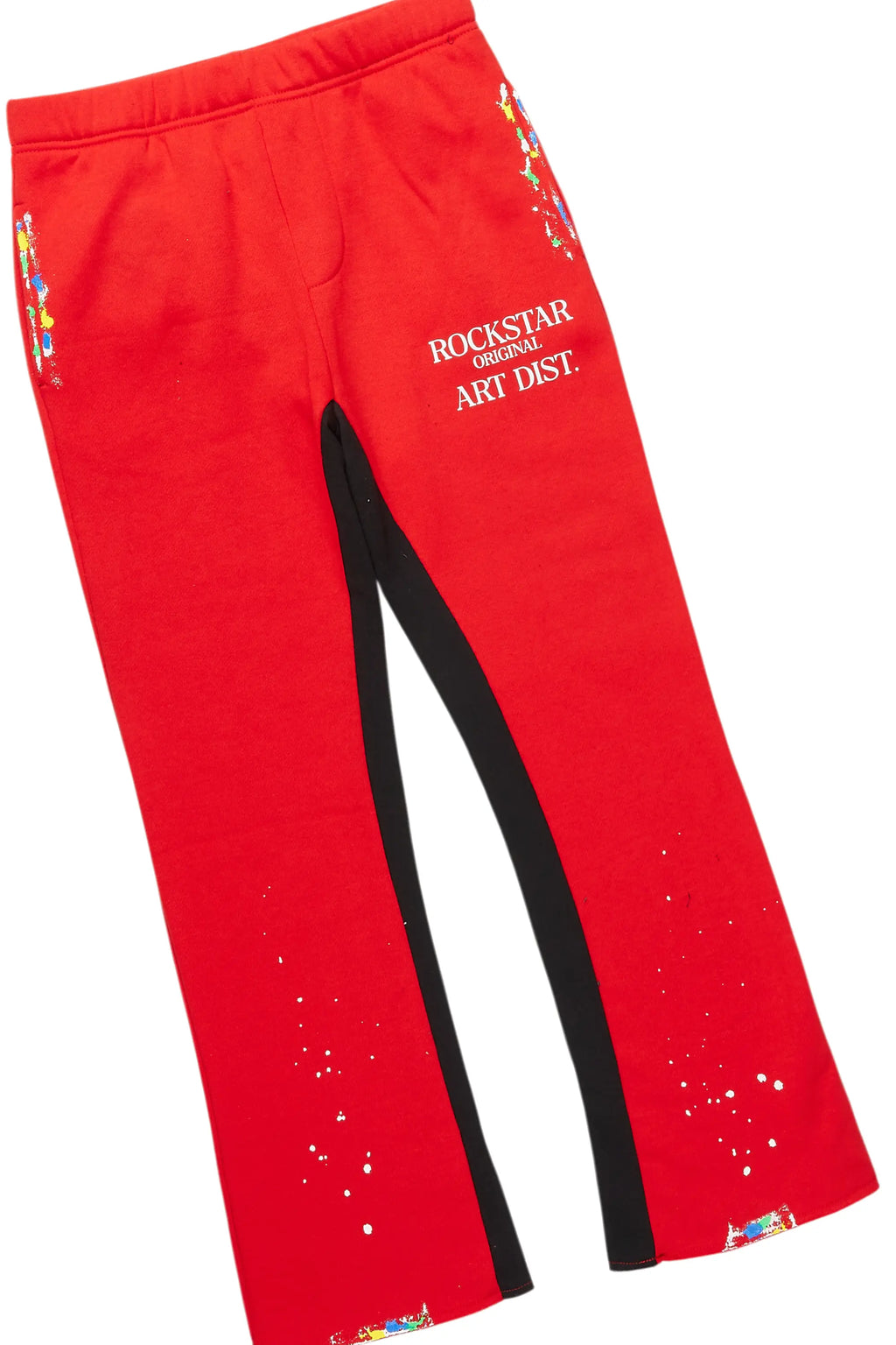 Boys Rockstar Art Dist Red/White Stacked Baggy Track Set