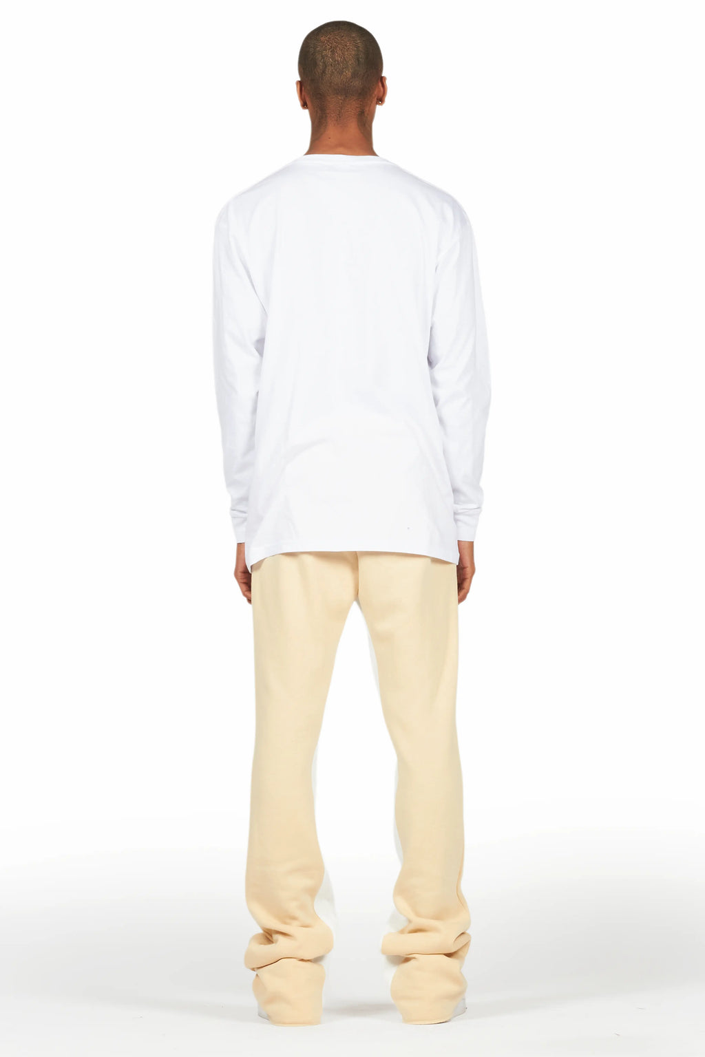 Briggs White/Beige Long Sleeve T-Shirt/Baggy Pant Set