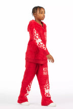 Boys Toshio Red Stacked Flare Knitted Mohair Track Set