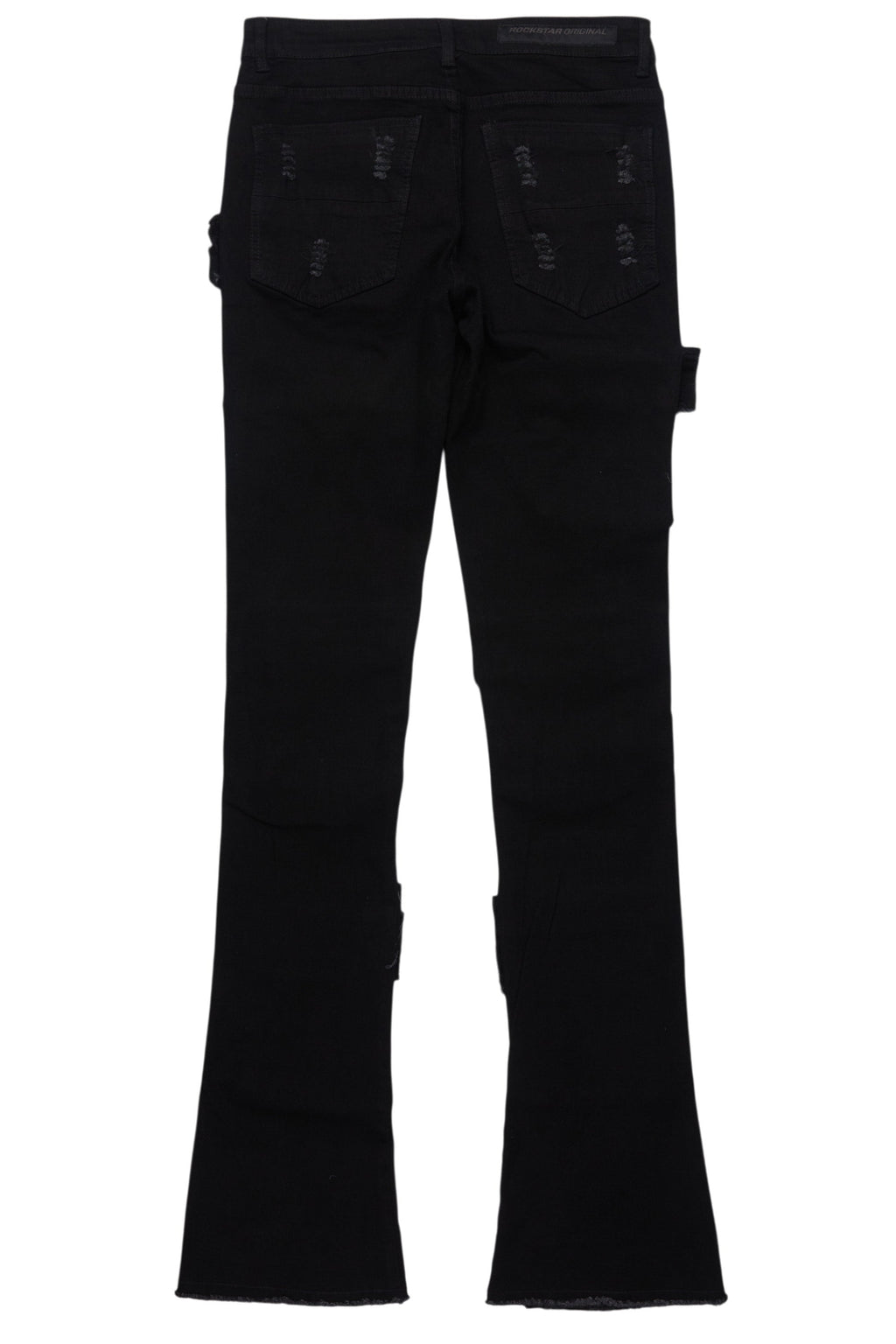Orien Jet Black Painter Stacked Flare Jean