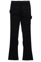 Orien Jet Black Painter Stacked Flare Jean