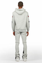 Racing Grung Heather Grey Hoodie/Stacked Flare Track Pant Set