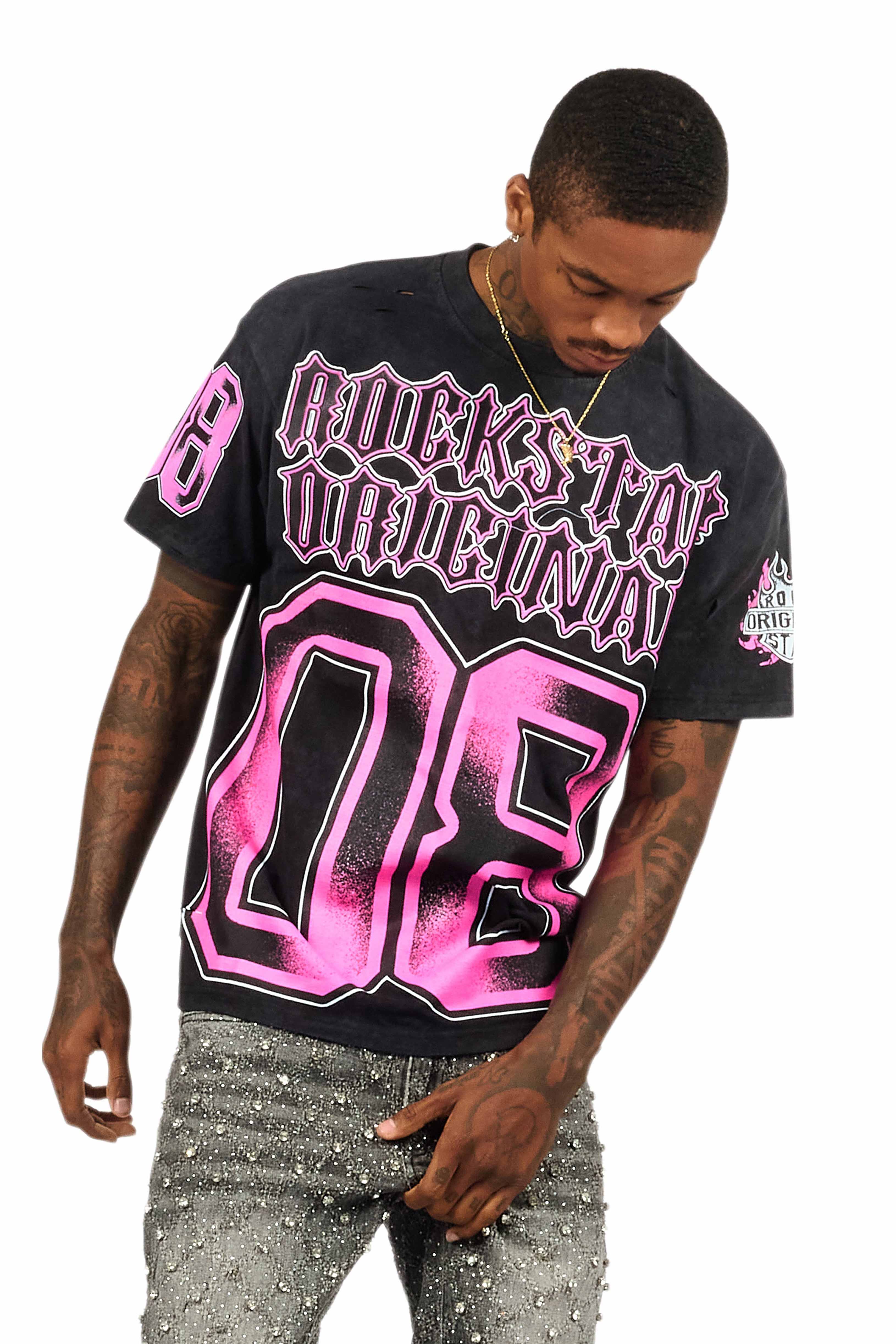 Alim Black Oversized Graphic T-Shirt