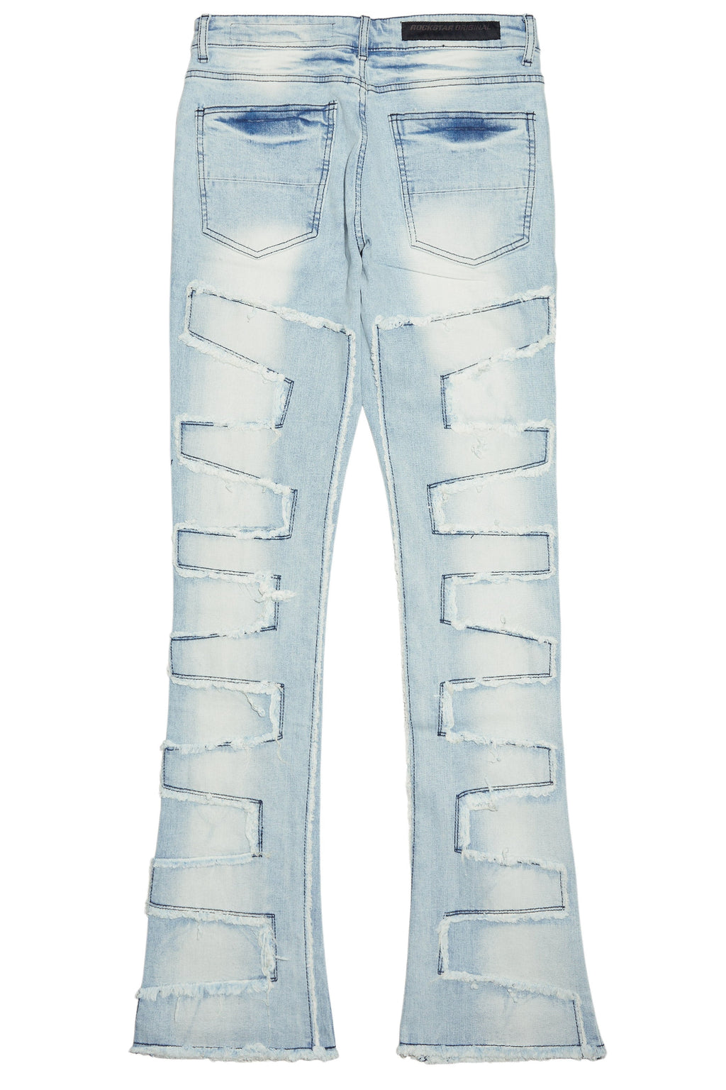 Shake Light Blue Rhinestone Stacked Flare Jean