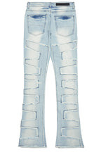 Shake Light Blue Rhinestone Stacked Flare Jean