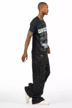 Discolite Rhinestone Jet Black Baggy Jean