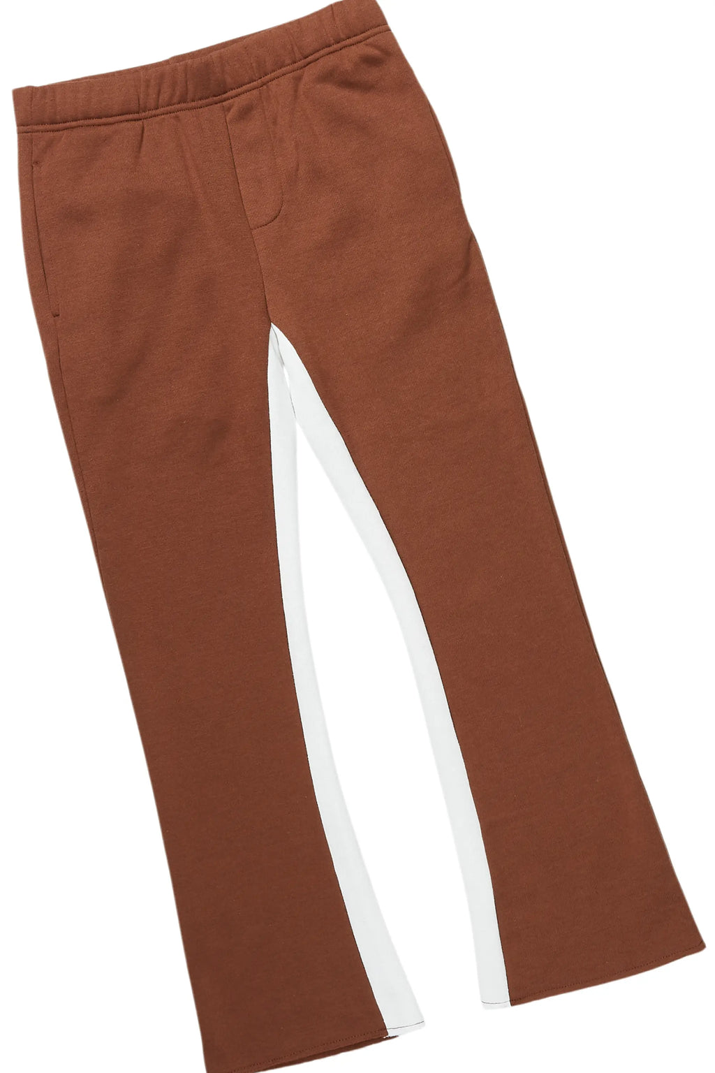 Boys Jalen White/Brown T-Shirt/Stacked Flare Pant Set