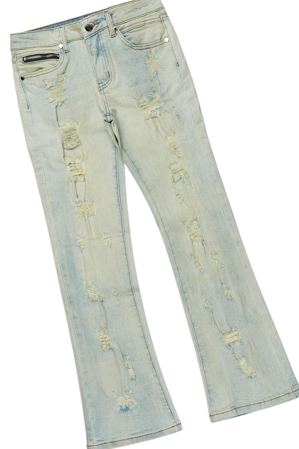 Girls Jilie Vintage Beige Hoodie/Stacked Flare Jean Set