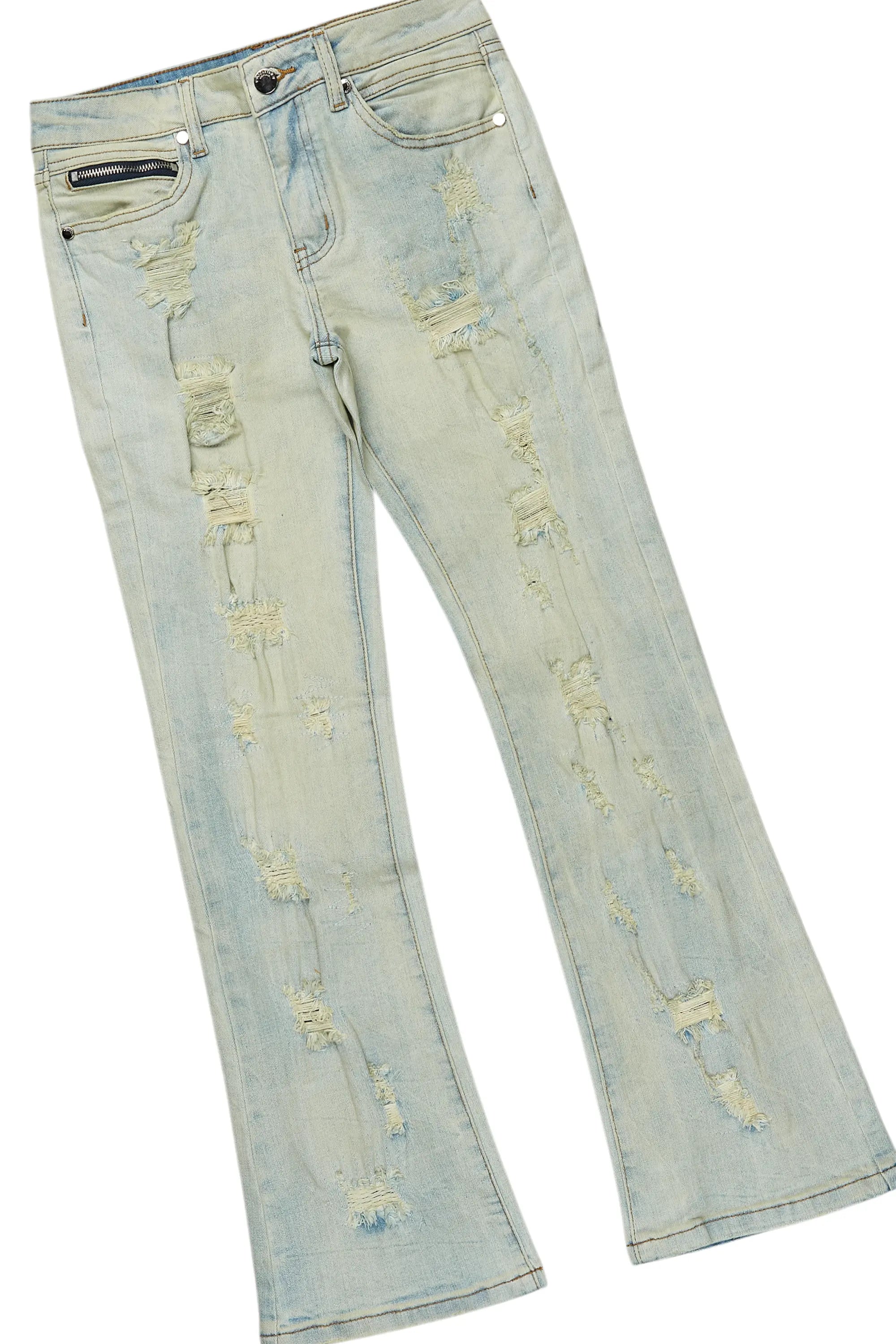 Girls Jilie Vintage Beige Hoodie/Stacked Flare Jean Set