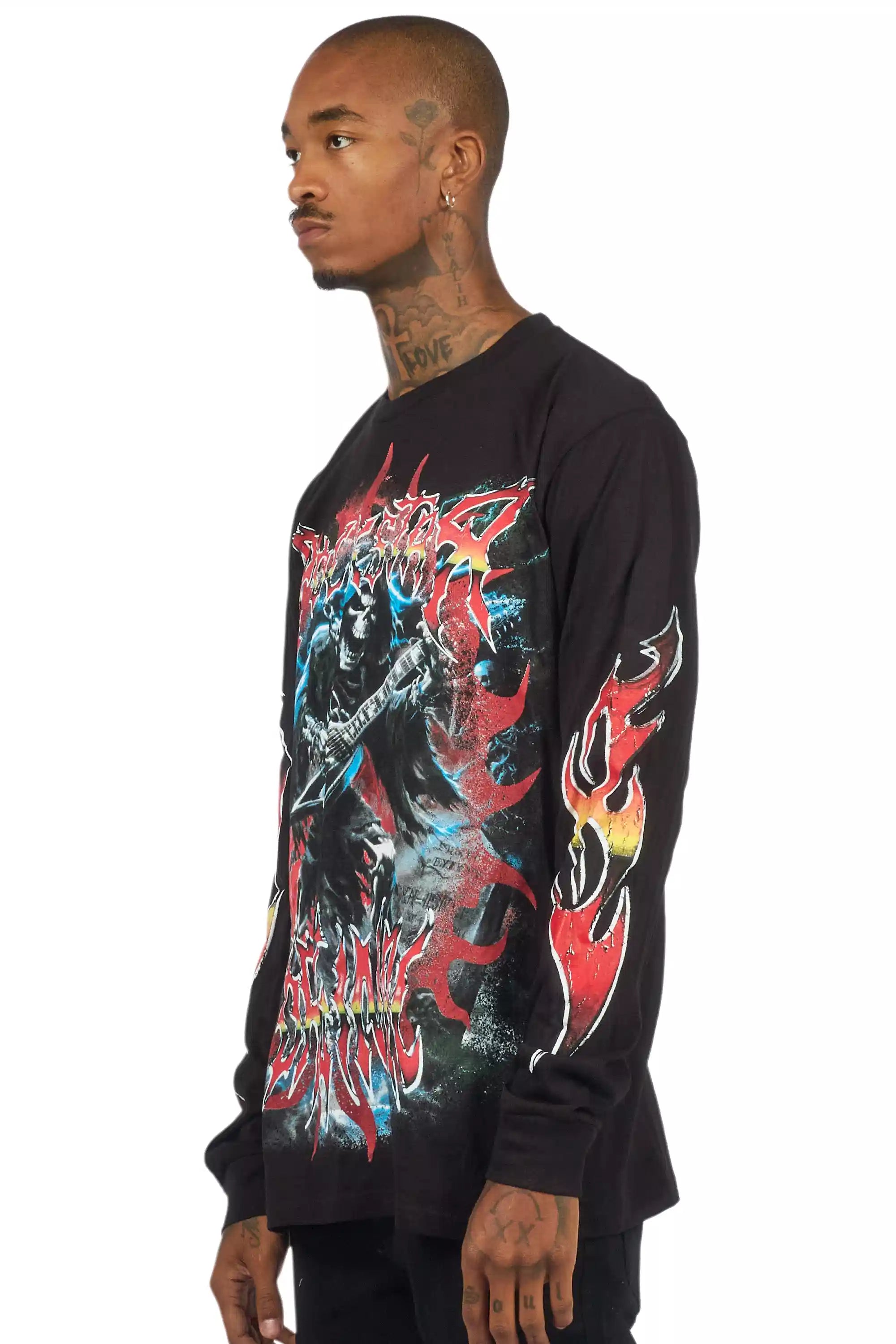 Syn Black/Red Long Sleeve Graphic T-Shirt